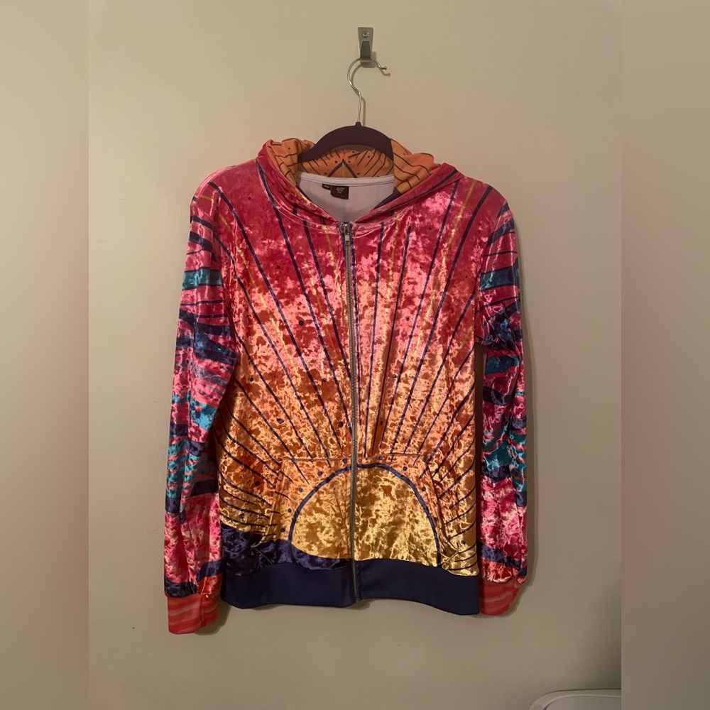 Electro Threads  Crushed Velvet Purple Haze Zip Up Hoodie Jacket Unisex XS